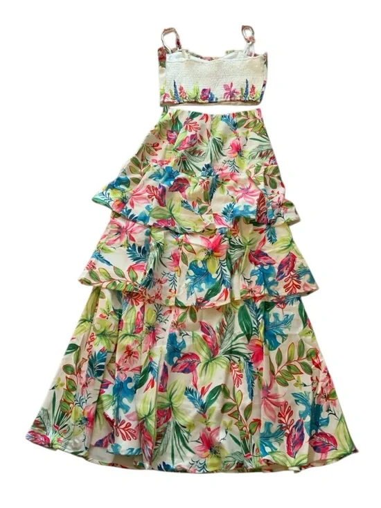 Floral Tiered Ruffle Maxi Skirt & Top Set - Multicolor - Picture 4 of 6
